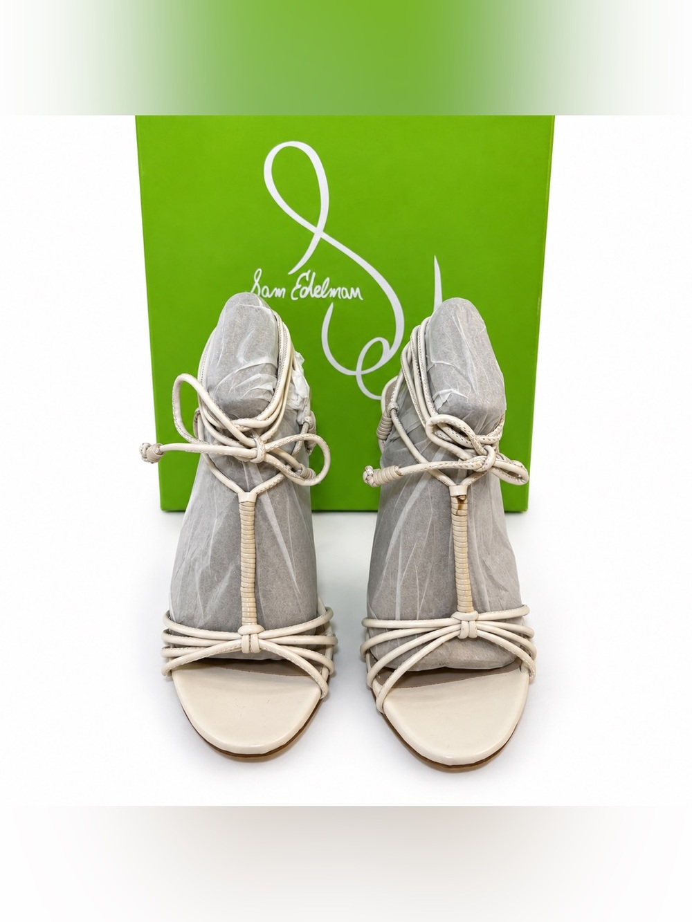 Sam Edelman Safiya Ivory Lace Up Stiletto Sandals 6.5M new w Box